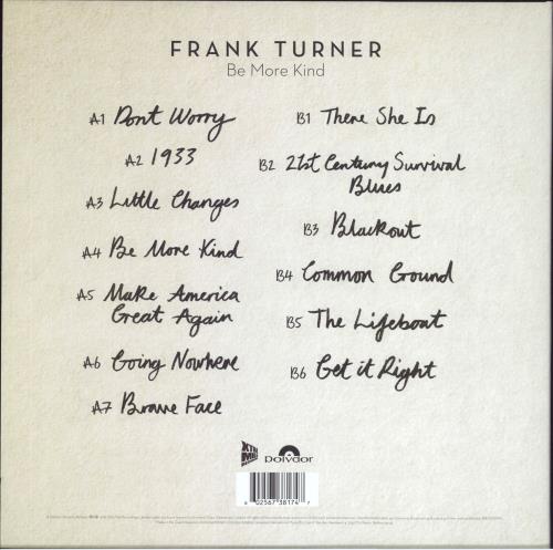 Frank Turner Be More Kind - 180gm Black Vinyl vinyl LP album (LP record) UK FD7LPBE820779