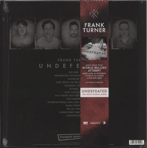 Frank Turner Undefeated - Blue & White Split Vinyl - Autographed Obi vinyl LP album (LP record) UK FD7LPUN877973