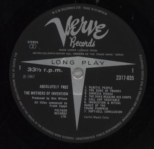 Frank Zappa Absolutely Free - VG+/EX vinyl LP album (LP record) UK ZAPLPAB656659