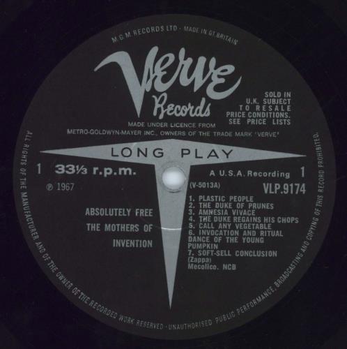 Frank Zappa Absolutely Free vinyl LP album (LP record) UK ZAPLPAB534589