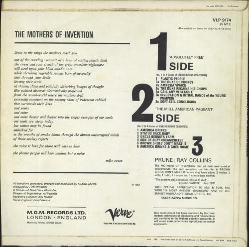 Frank Zappa Absolutely Free vinyl LP album (LP record) UK ZAPLPAB534589