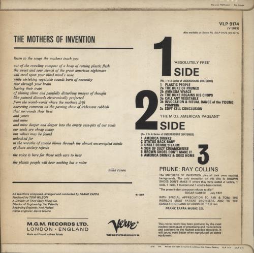 Frank Zappa Absolutely Free vinyl LP album (LP record) UK ZAPLPAB846396