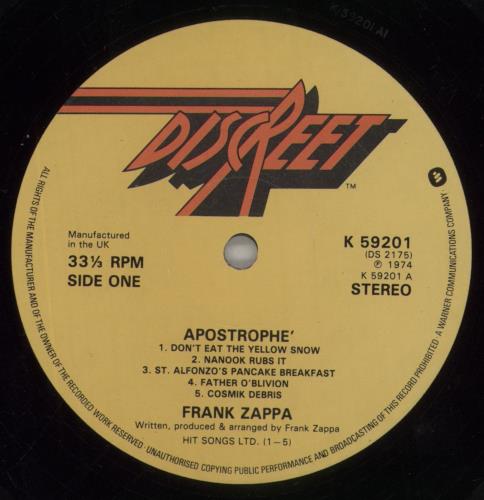 Frank Zappa Apostrophe - 1st - VG vinyl LP album (LP record) UK ZAPLPAP859133