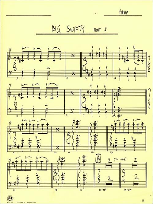 Frank Zappa Big Swifty Part 5 - Hand Written Score sheet music US ZAPSMBI494328