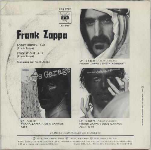 Frank Zappa Bobby Brown 7" vinyl single (7 inch record / 45) Spanish ZAP07BO673940