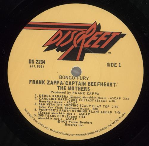 Frank Zappa Bongo Fury - EX vinyl LP album (LP record) US ZAPLPBO730769