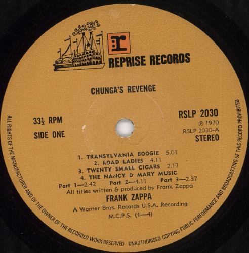 Frank Zappa Chunga's Revenge - 2� vinyl LP album (LP record) UK ZAPLPCH721772
