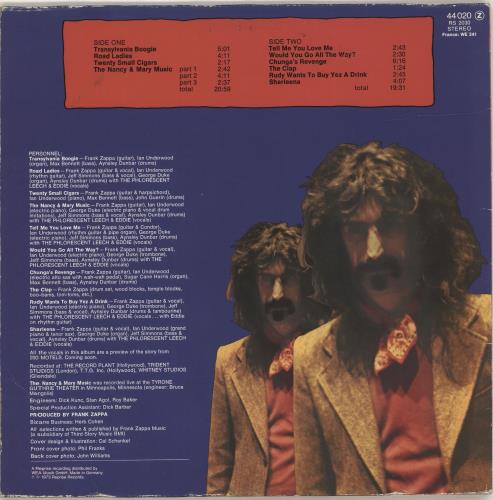 Frank Zappa Chunga's Revenge - 3rd - VG/EX vinyl LP album (LP record) German ZAPLPCH689849