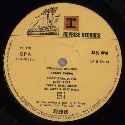 Frank Zappa Chunga's Revenge vinyl LP album (LP record) Portuguese ZAPLPCH392113