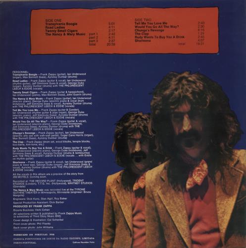 Frank Zappa Chunga's Revenge vinyl LP album (LP record) Portuguese ZAPLPCH392113