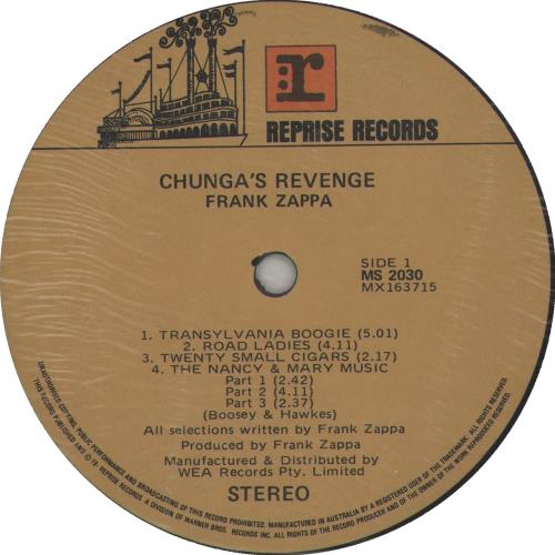 Frank Zappa Chunga's Revenge vinyl LP album (LP record) Australian ZAPLPCH658293