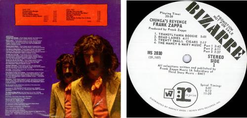 Frank Zappa Chunga's Revenge vinyl LP album (LP record) US ZAPLPCH78023
