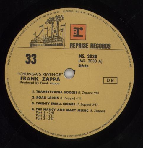 Frank Zappa Chunga's Revenge vinyl LP album (LP record) French ZAPLPCH857713