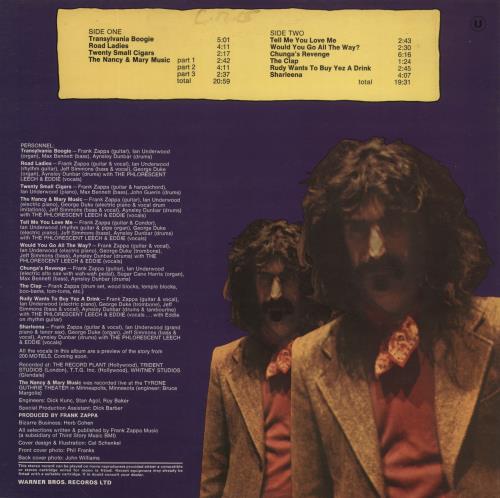 Frank Zappa Chunga's Revenge vinyl LP album (LP record) French ZAPLPCH857713