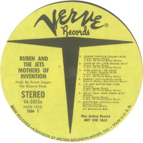 Frank Zappa Cruising With Ruben And The Jets - Yellow Label Promo vinyl LP album (LP record) US ZAPLPCR421775