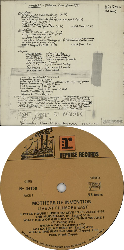 Frank Zappa Fillmore East June 1971 vinyl LP album (LP record) French ZAPLPFI261902