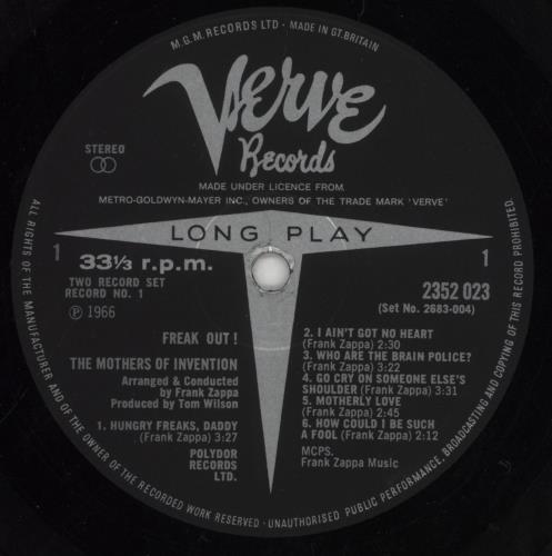 Frank Zappa Freak Out! - VG 2-LP vinyl record set (Double LP Album) UK ZAP2LFR854616