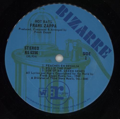 Frank Zappa Hot Rats - 1st - Zapped Inner - VG vinyl LP album (LP record) US ZAPLPHO868216