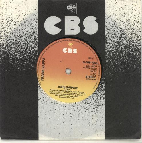 Frank Zappa Joe's Garage 7" vinyl single (7 inch record / 45) UK ZAP07JO156562