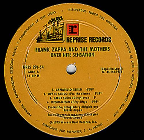 Frank Zappa Over-Nite Sensation vinyl LP album (LP record) Spanish ZAPLPOV347263