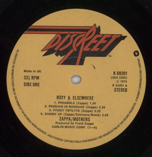 Frank Zappa Roxy & Elsewhere - EX 2-LP vinyl record set (Double LP Album) UK ZAP2LRO423002