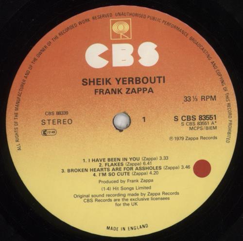 Frank Zappa Sheik Yerbouti - EX 2-LP vinyl record set (Double LP Album) UK ZAP2LSH632549