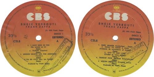 Frank Zappa Sheik Yerbouti 2-LP vinyl record set (Double LP Album) Colombian ZAP2LSH298167