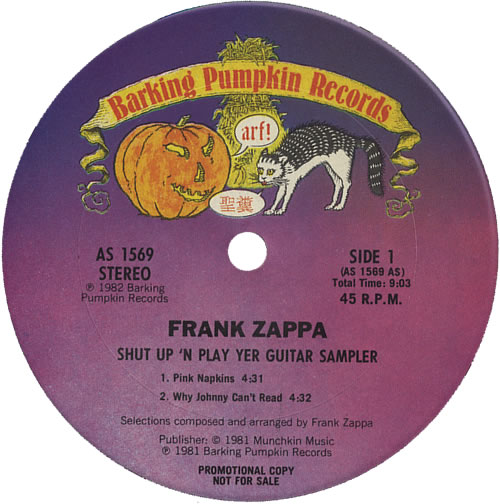 Frank Zappa Shut Up 'n Play Yer Guitar Sampler 12" vinyl single (12 inch record / Maxi-single) US ZAP12SH109615