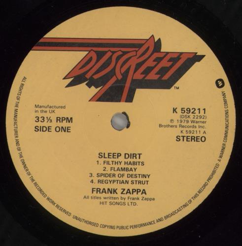 Frank Zappa Sleep Dirt vinyl LP album (LP record) UK ZAPLPSL661216