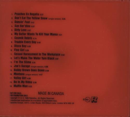 Frank Zappa Strictly Commercial CD album (CDLP) US ZAPCDST104274