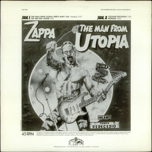 Frank Zappa The Man From Utopia Sampler 12" vinyl single (12 inch record / Maxi-single) US ZAP12TH66201
