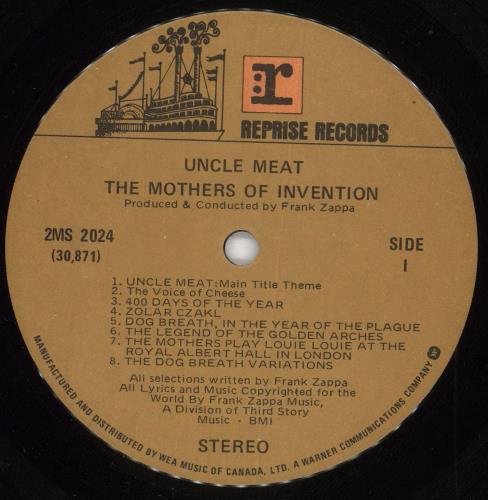 Frank Zappa Uncle Meat 2-LP vinyl record set (Double LP Album) Canadian ZAP2LUN717960