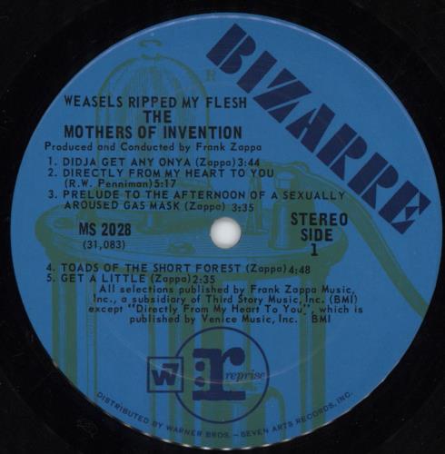 Frank Zappa Weasels Ripped My Flesh - 1st - EX vinyl LP album (LP record) US ZAPLPWE796092