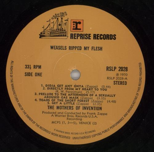 Frank Zappa Weasels Ripped My Flesh - 2nd vinyl LP album (LP record) UK ZAPLPWE594311