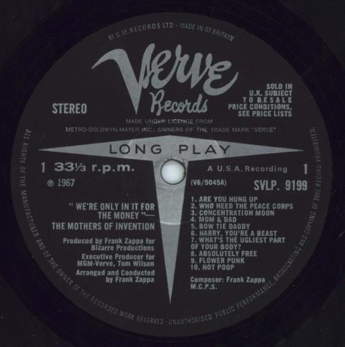 Frank Zappa We're Only In It For The Money - 1st vinyl LP album (LP record) UK ZAPLPWE105162