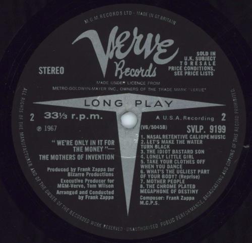 Frank Zappa We're Only In It For The Money - 1st vinyl LP album (LP record) UK ZAPLPWE105162