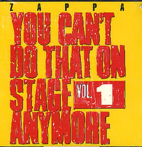 Frank Zappa You Can't Do That On Stage Anymore Vol. 1 2 CD album set (Double CD) US ZAP2CYO297182