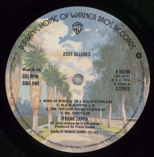 Frank Zappa Zoot Allures - EX vinyl LP album (LP record) UK ZAPLPZO668924