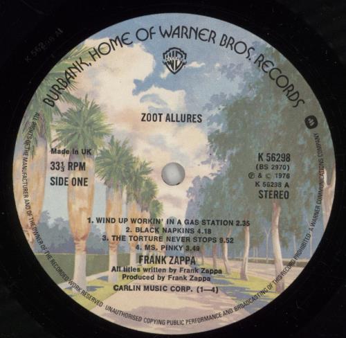 Frank Zappa Zoot Allures vinyl LP album (LP record) UK ZAPLPZO302291