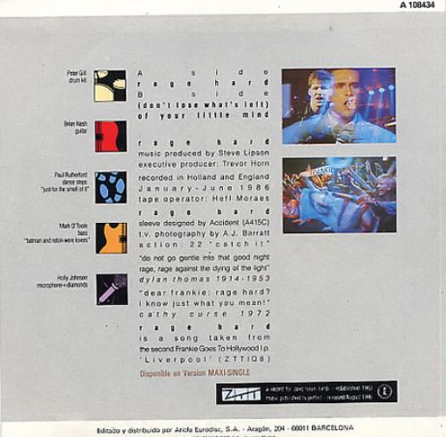 Frankie Goes To Hollywood Rage Hard 7" vinyl single (7 inch record / 45) Spanish FGT07RA331202