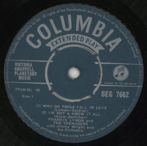 Frankie Lymon Teenage Rock EP 7" vinyl single (7 inch record / 45) UK FKL07TE875894