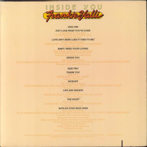 Frankie Valli Inside You vinyl LP album (LP record) UK FRVLPIN849119