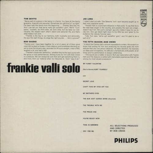 Frankie Valli Solo vinyl LP album (LP record) UK FRVLPSO752219