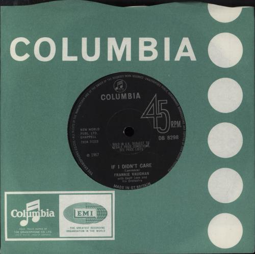 Frankie Vaughan If I Didn't Care - Solid 7" vinyl single (7 inch record / 45) UK KVU07IF815938