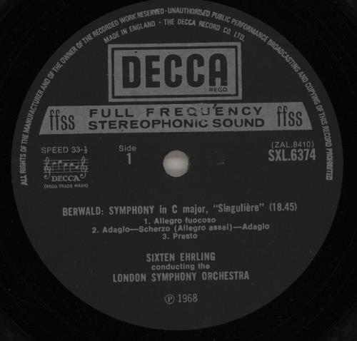 Franz Berwald Sinfonie Singuli�re / Symphony In E Flat - 2nd vinyl LP album (LP record) UK FTOLPSI751622