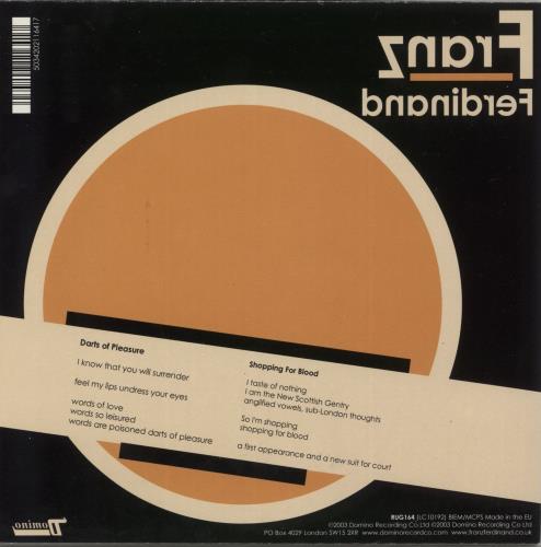 Franz Ferdinand Darts Of Pleasure 7" vinyl single (7 inch record / 45) UK FNZ07DA257502