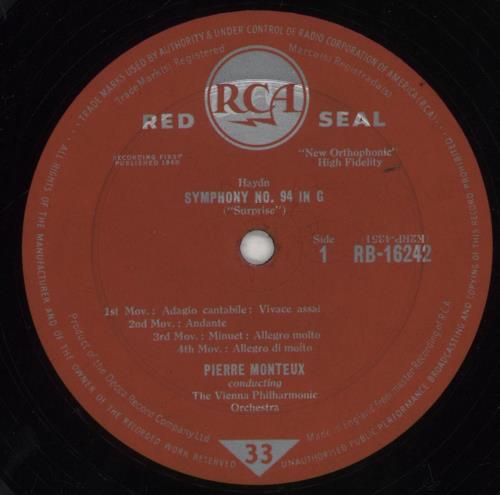 Franz Joseph Haydn Haydn: Surprise Symphony No. 94 / Clock Symphony No. 101 vinyl LP album (LP record) UK HJYLPHA856999