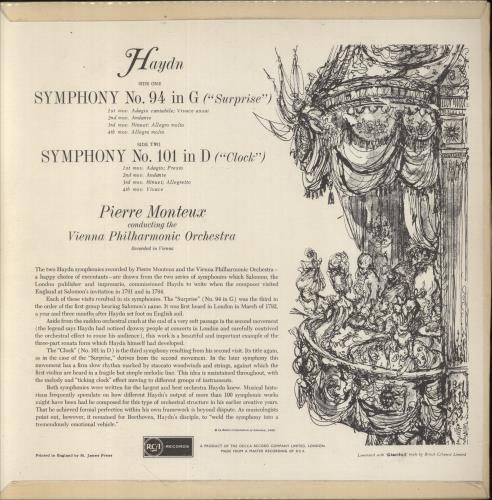 Franz Joseph Haydn Haydn: Surprise Symphony No. 94 / Clock Symphony No. 101 vinyl LP album (LP record) UK HJYLPHA856999