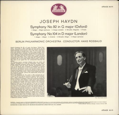 Franz Joseph Haydn Haydn: Symphony No. 92 in G Major (Oxford) / Symphony No. 104 in D Major (London) vinyl LP album (LP record) German HJYLPHA864013