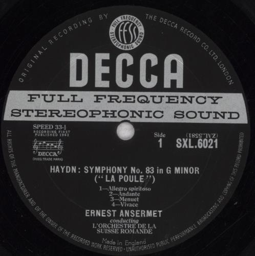 Franz Joseph Haydn La Poule vinyl LP album (LP record) UK HJYLPLA848345